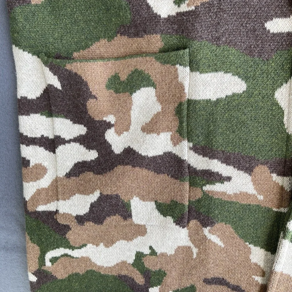 J. CREW Sweater Blazer Women Large Green Camo Sophie Open Front Boho Chic Jacket